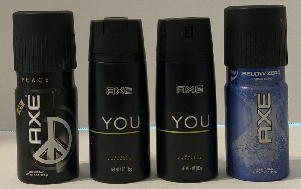 Lot Of 4 Axe You Daily Fragrance X 2, PEACE & Below Zero 4 oz Each RARE!!